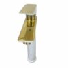 Wash basin mixer faucet white and gold color single handle size 16x30cm