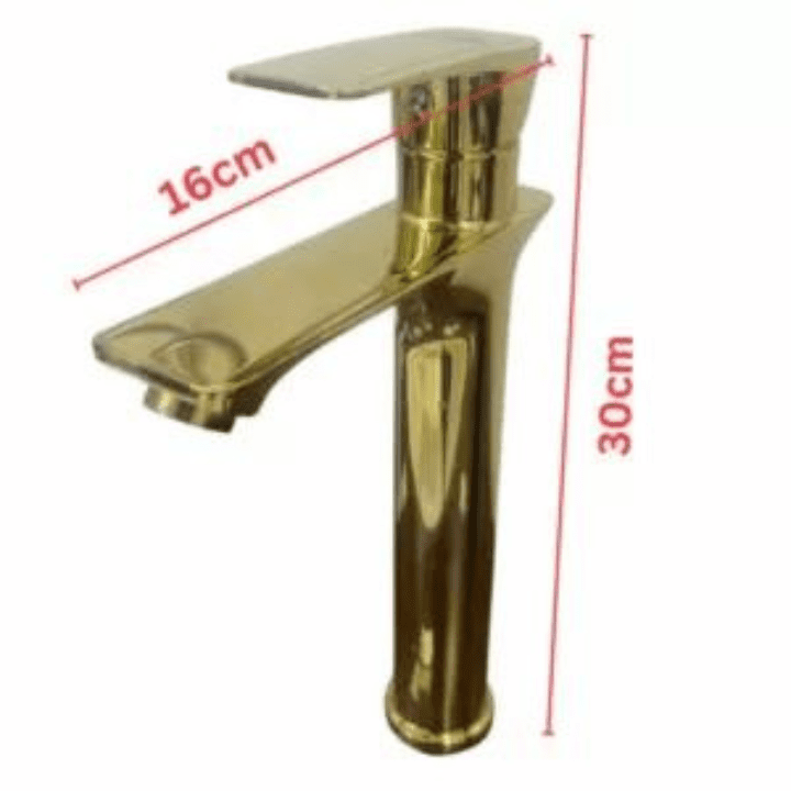 Wash basin mixer faucet gold color single handle size 16x30cm
