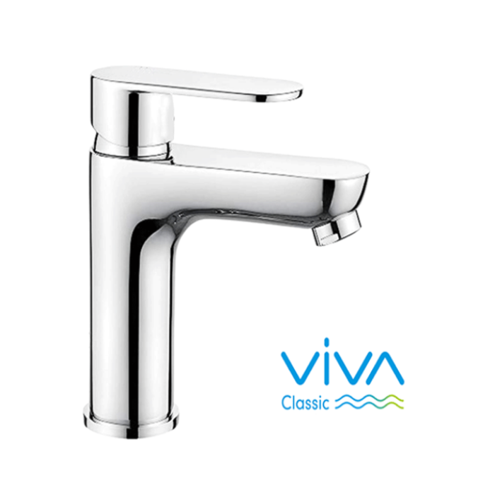 Single lever washbasin mixer with pop-ip waste rod.