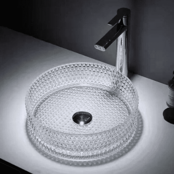 round luxury washbasin glass
