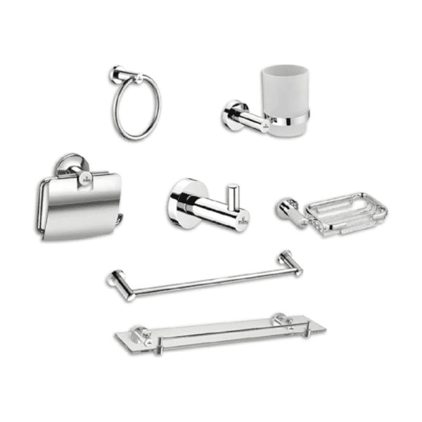 Bathroom accessories complete set chrome color 7 in 1 - etihadsouq.ae