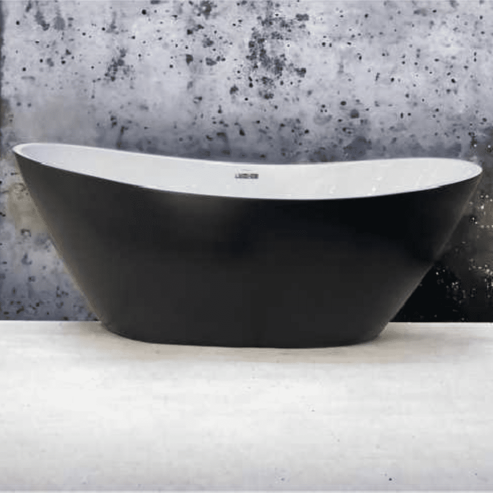 Freestanding acrylic bathtub white and black combination