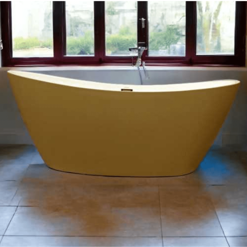Freestanding white and gold combination bathtub