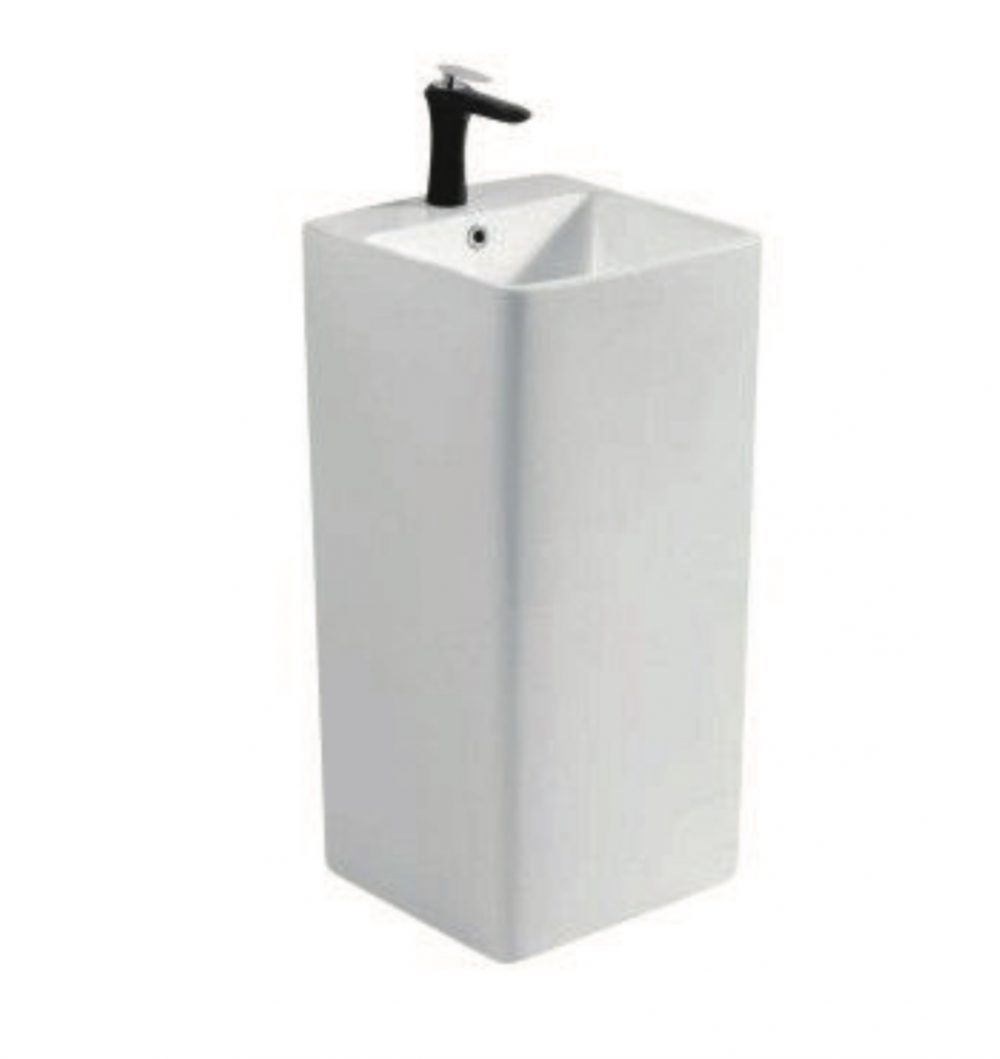 White pedestal washbasin (400×400×850mm)floorstanding