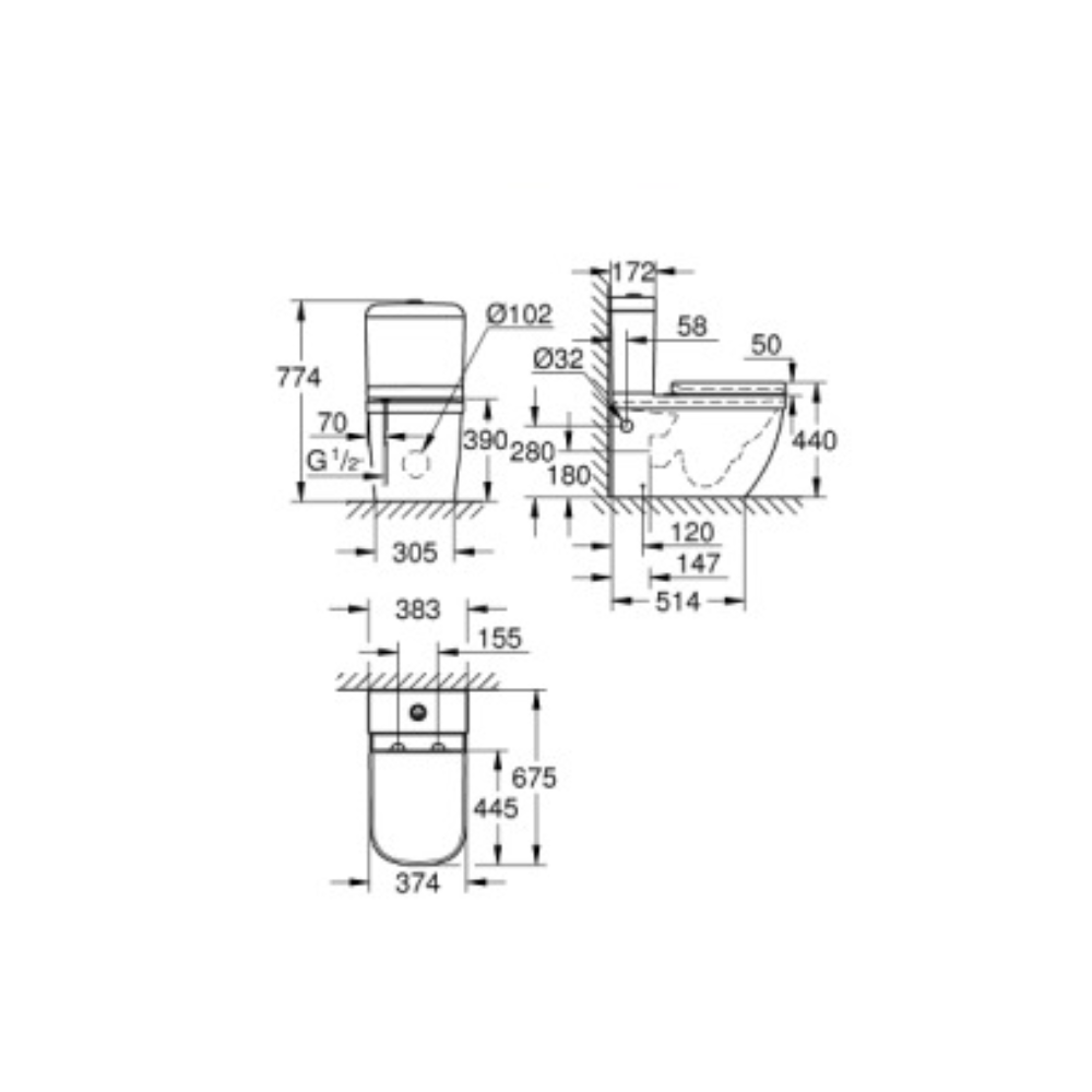 grohe euro ceramic bundle close coupled wc