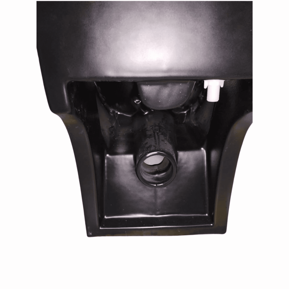 Floor mounted water closet matt black P trap