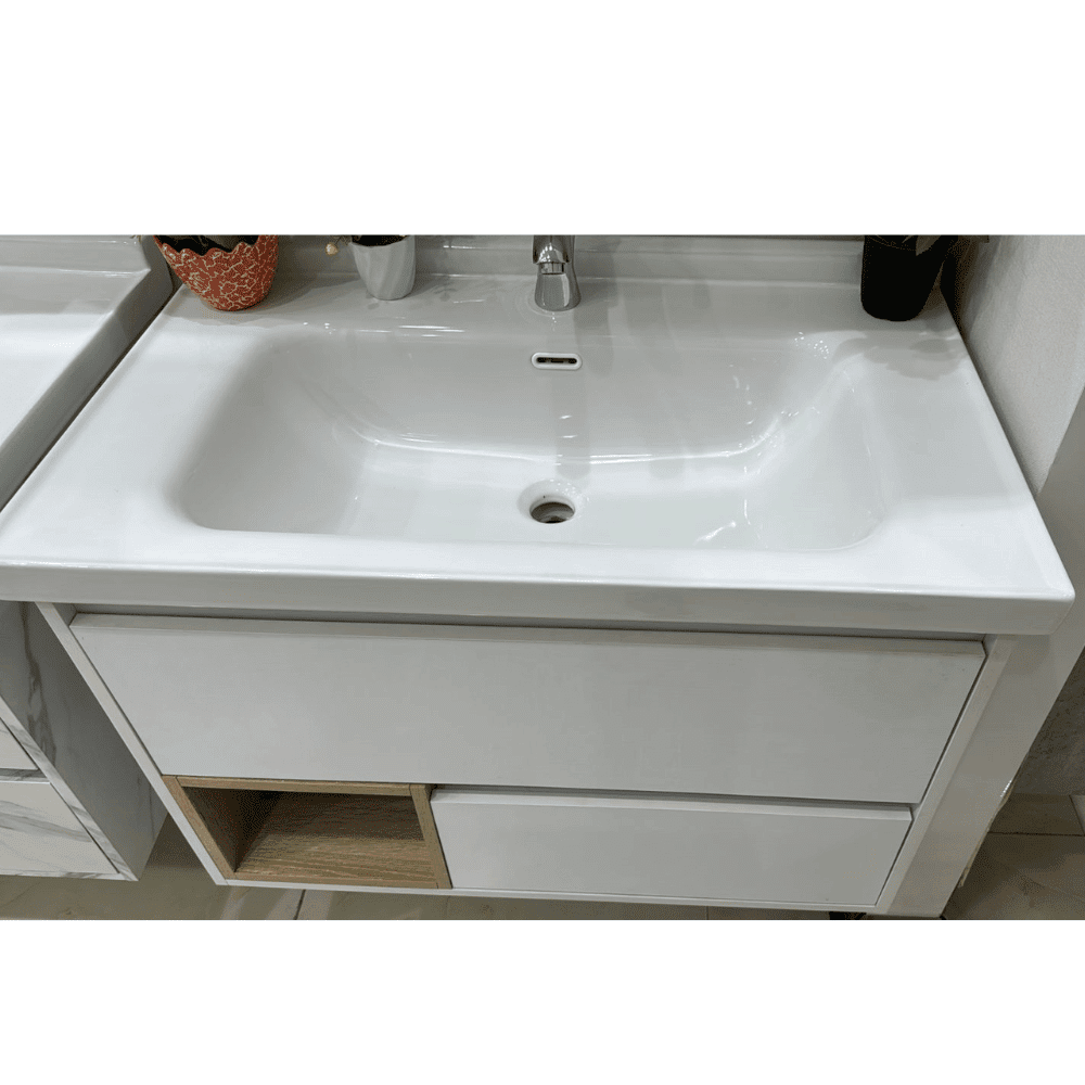 White bathroom cabinet with storage model 3055 80 size 80x48cm