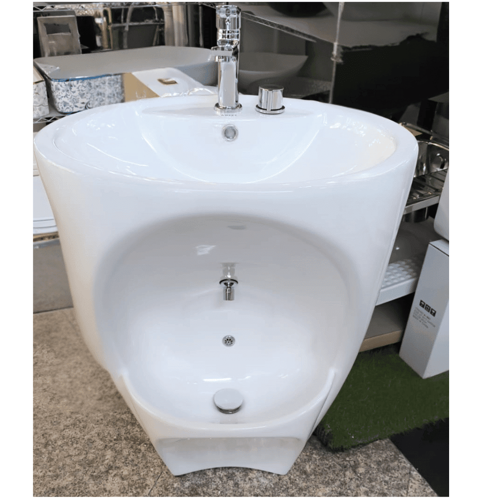 Floor standing wall mounted wash basin for mazjid with leg wash