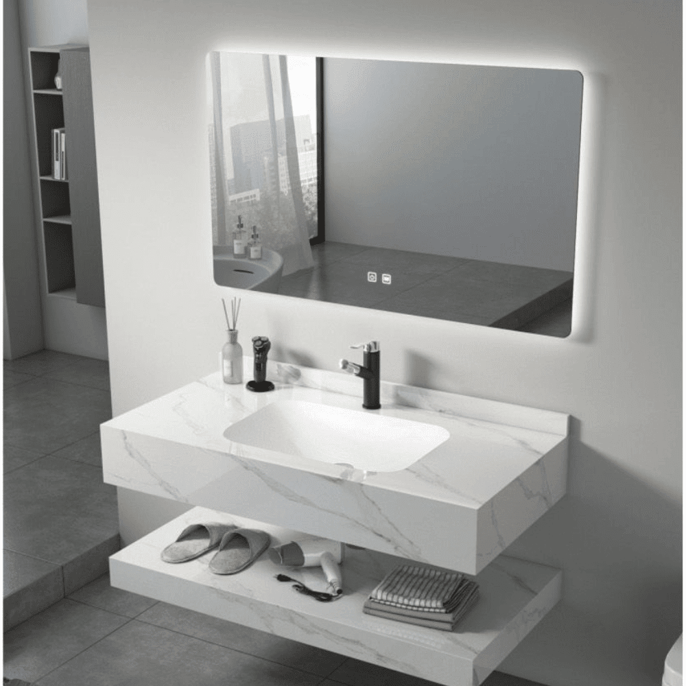 Bathroom cabinet with LED mirror and Storage