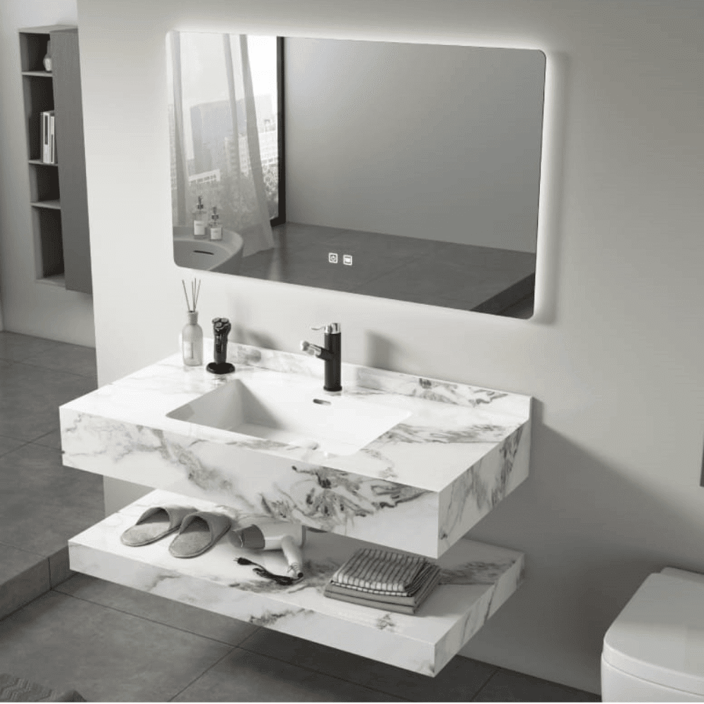 Bathroom cabinet with LED mirror 80cm