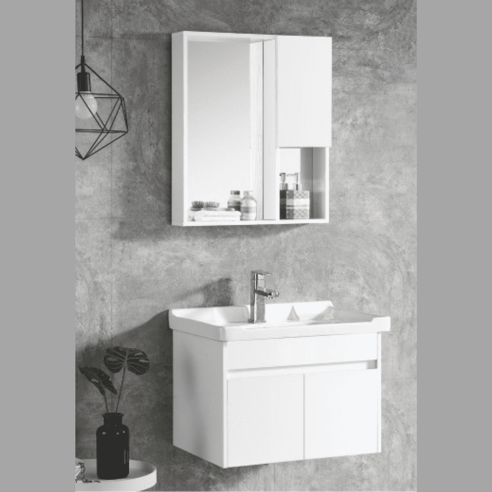 White bathroom cabinet with storage 6514E size 80x47cm