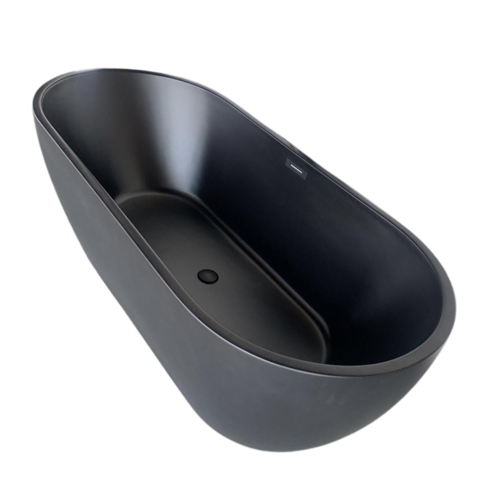 Matte black acrylic free standing bathtub 170x80cm