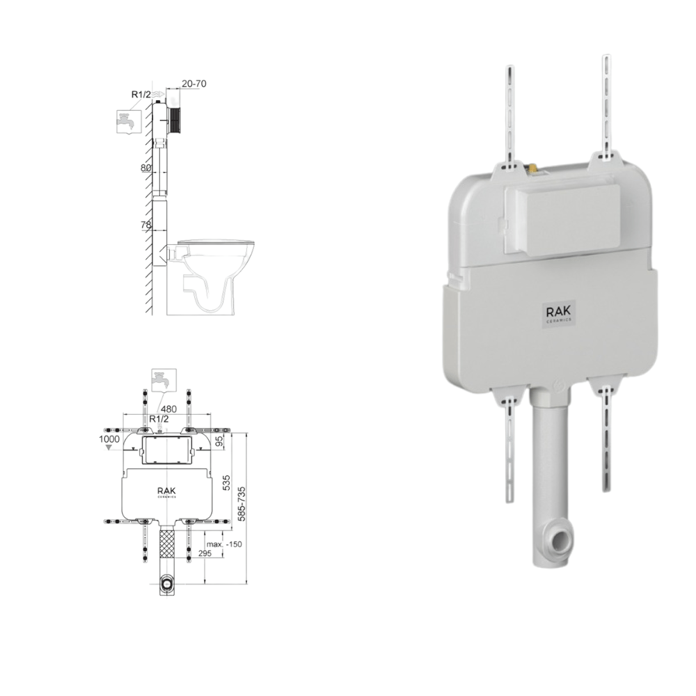 RAK ECOFIX-FS12RAK8c.A Concealed Cistern 8cm