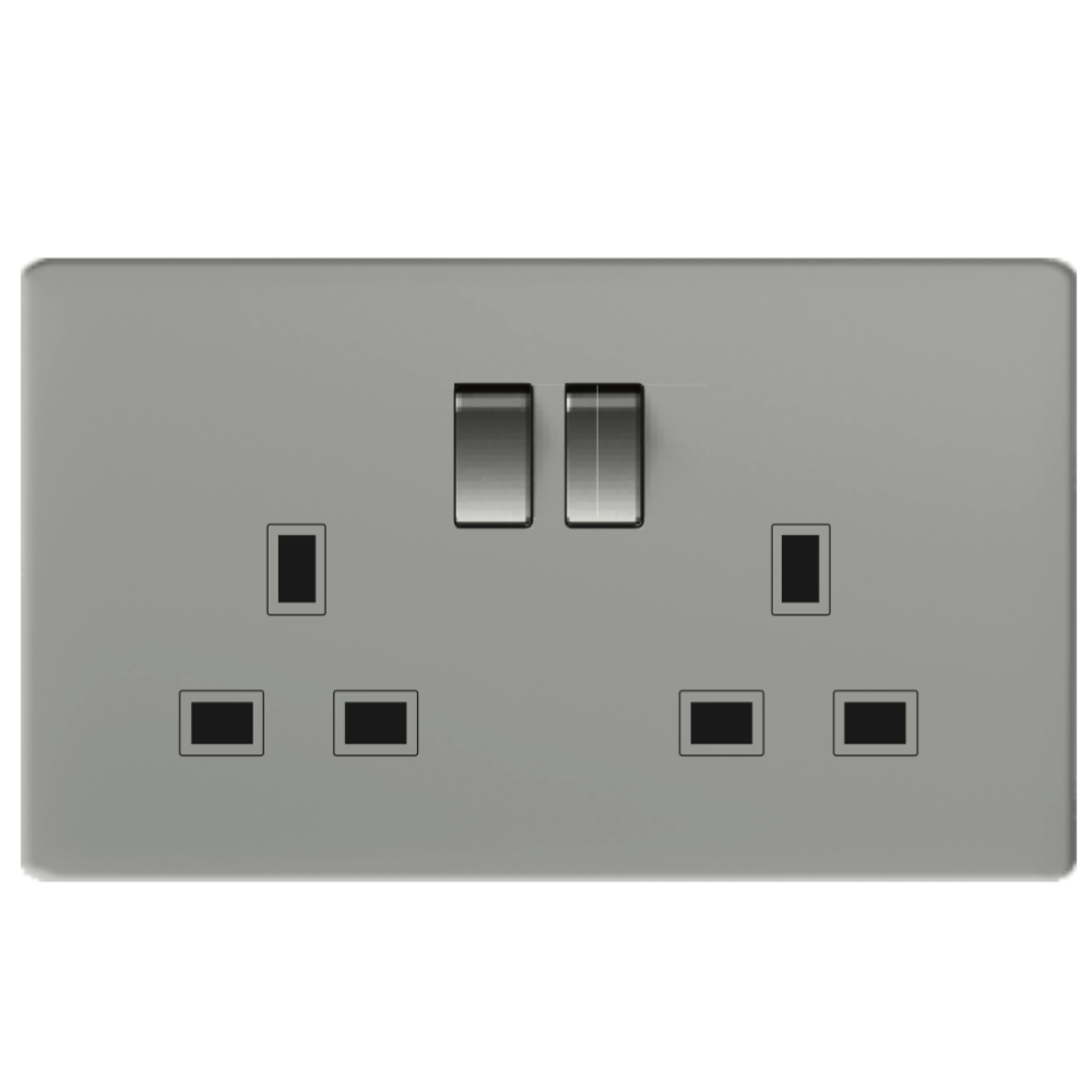 CJF F50 Series – Double 13A Switched Socket without Light (Grey)