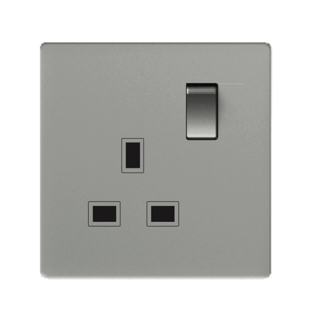 CJF F50 Series – Single 13A Switched Socket (Grey)