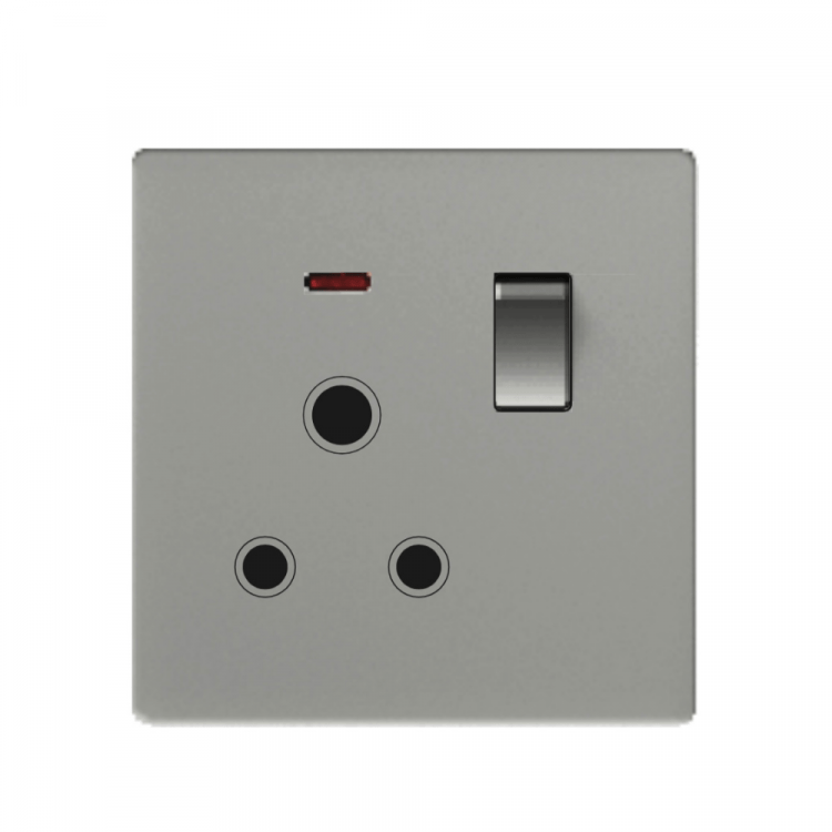 CJF F50 Series – Single 15A Switched Socket with Light (Grey)