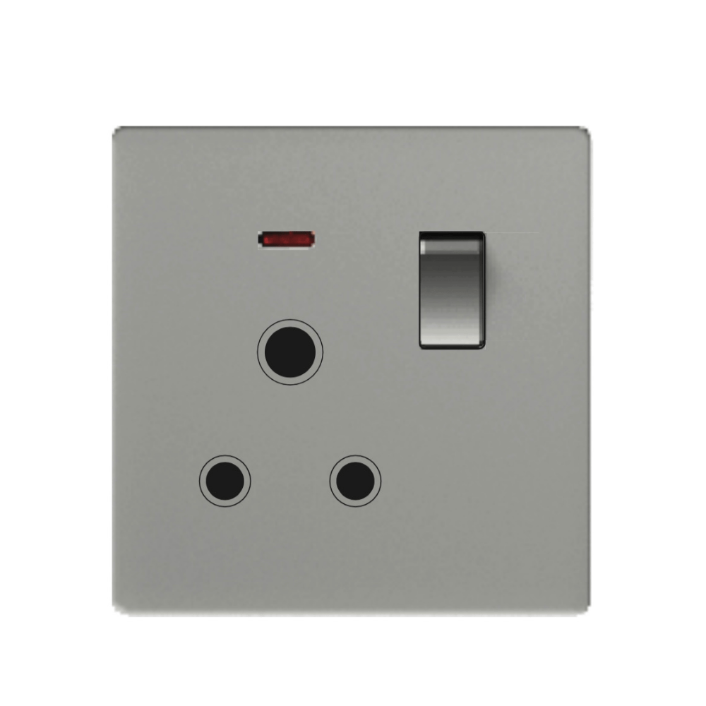 CJF F50 Series – Single 15A Switched Socket with Light (Grey)