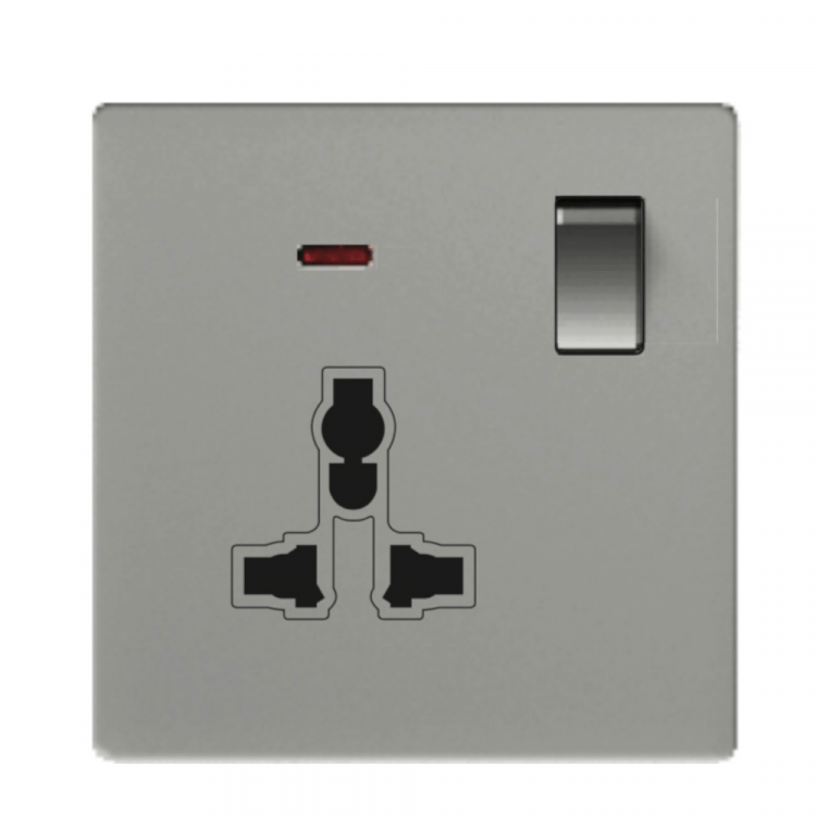 CJF F50 Series – Single 13A Multi Switched Socket with Light (Grey)