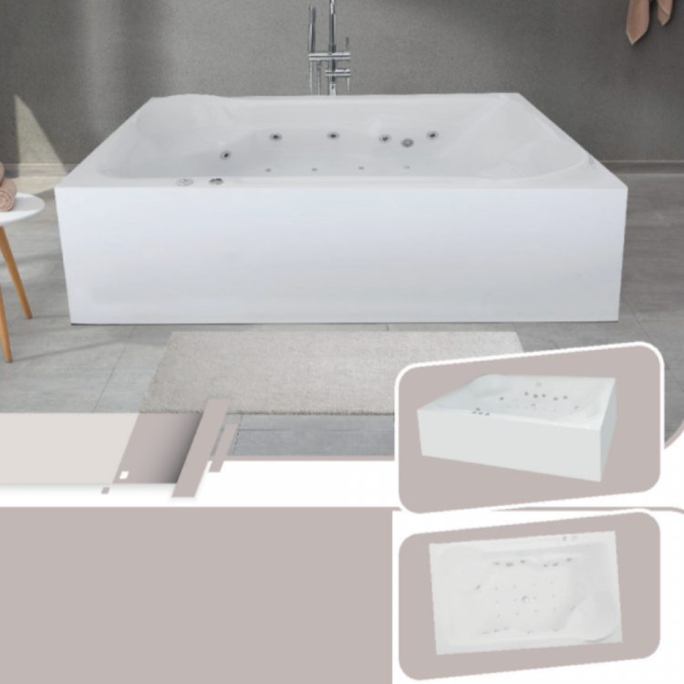 Moon-light Acrylic Freestanding Jacuzzi Bathtub – 200 × 120 cm (Glossy White)